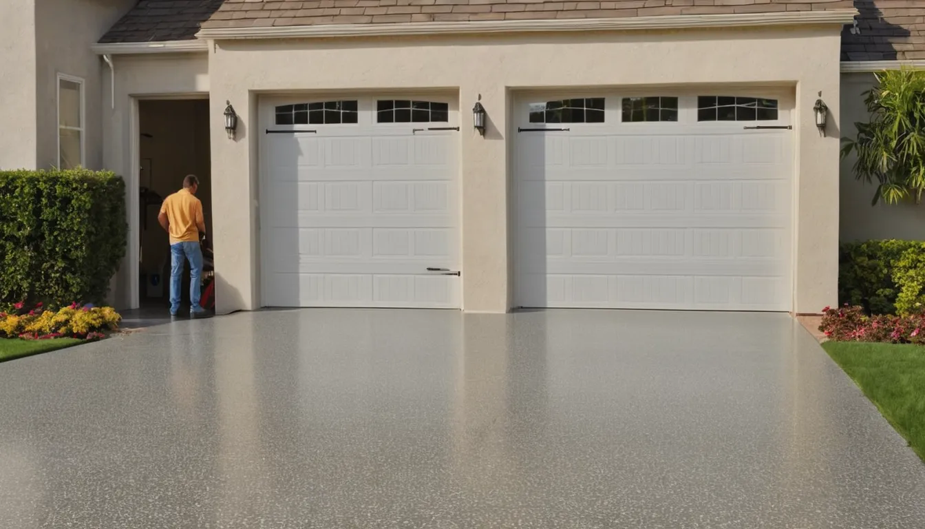 A finished epoxy garage floor with a clean flake finish in a home near Loomis